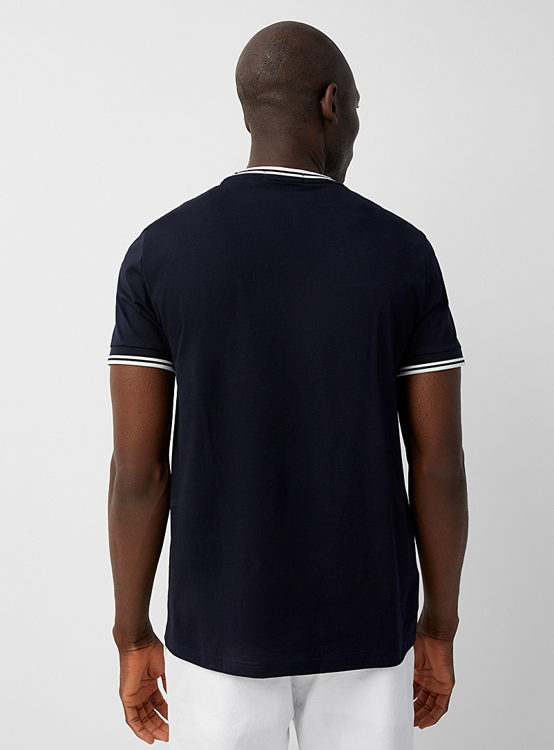 Fred Perry Marine Blue Ribbed trim T-shirt for men