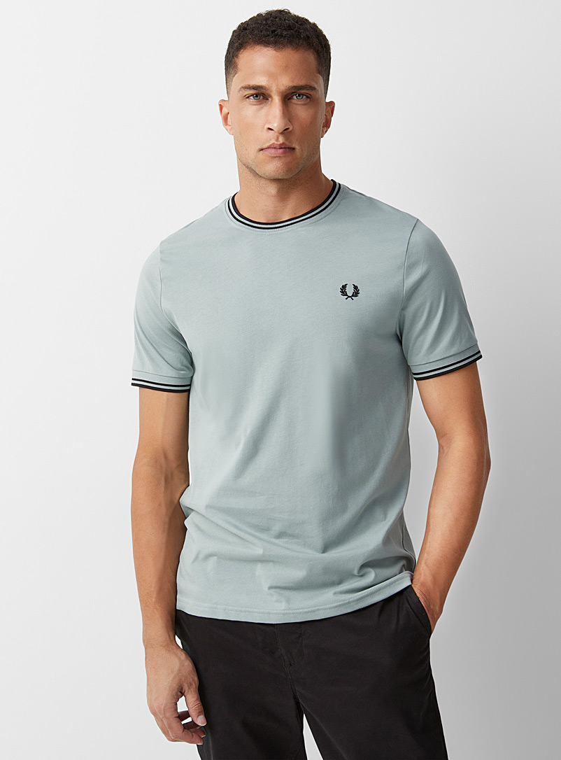 Fred Perry Slate Blue Ribbed trim T-shirt for men