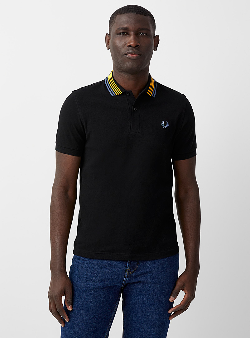 Fred Perry Black Striped-collar polo for men