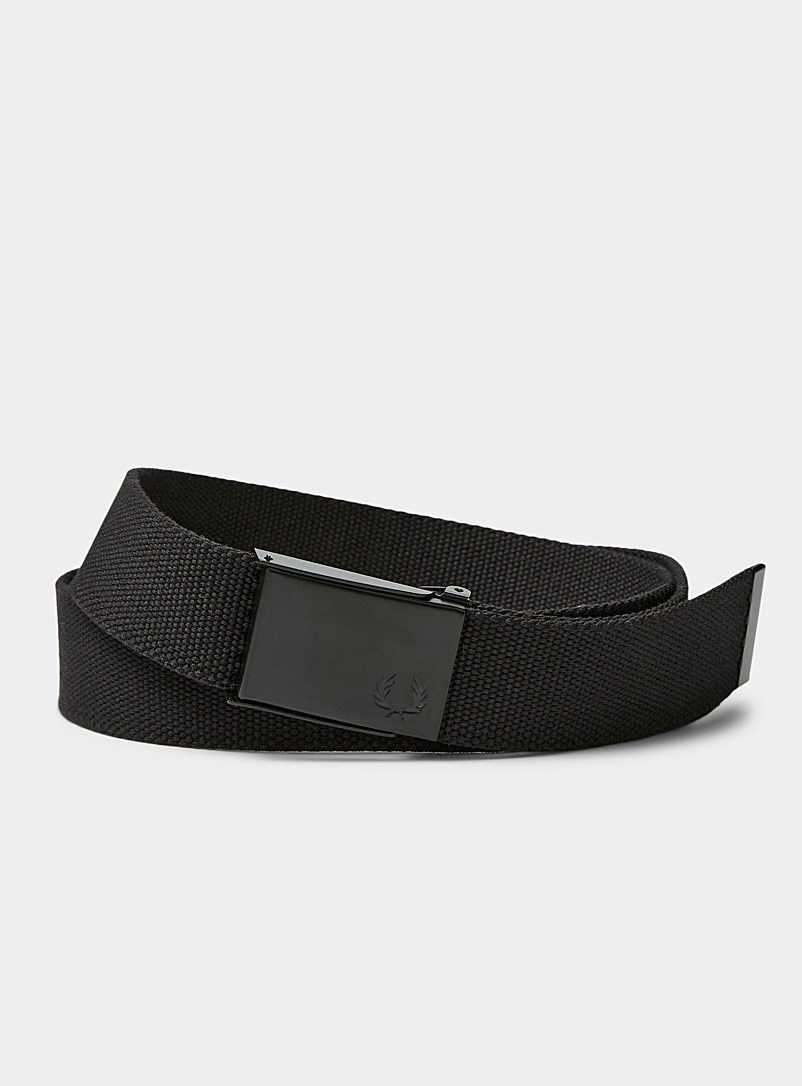 Fred Perry Black Woven strap belt for men