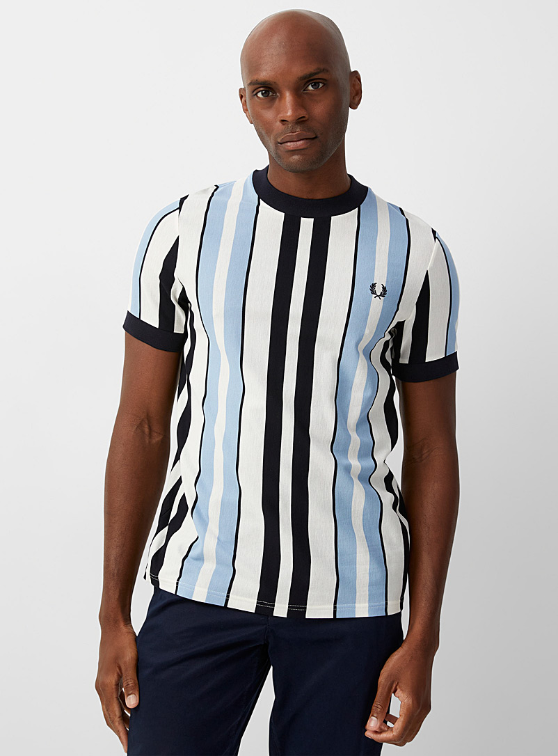 Fred Perry Ecru/Linen Vertical stripe piqué T-shirt for men