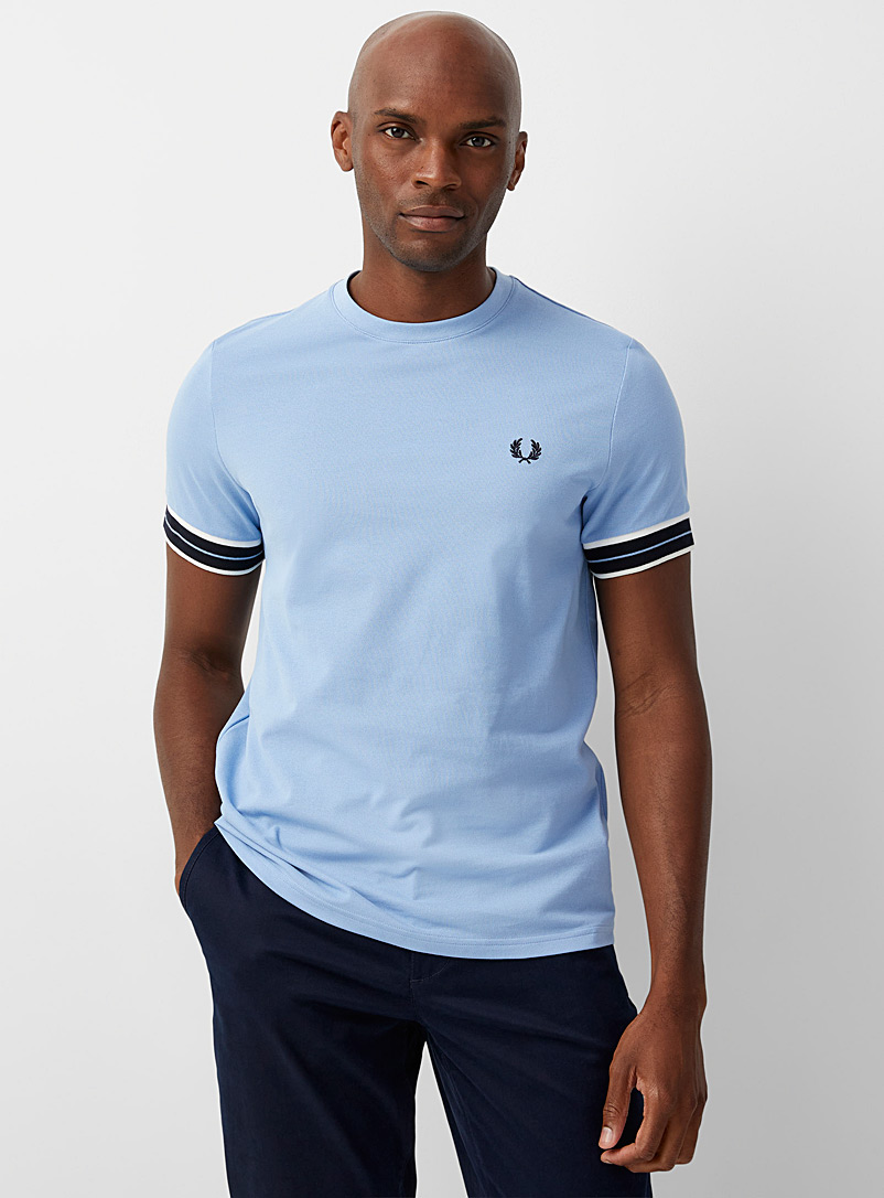 Fred Perry Baby Blue Banded sleeve T-shirt for men