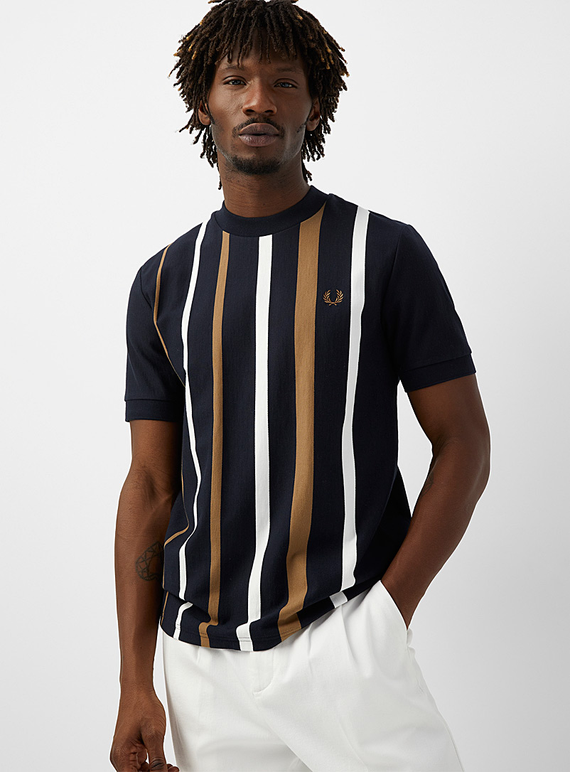Fred Perry: Le t-shirt rayures verticales Marine pour homme