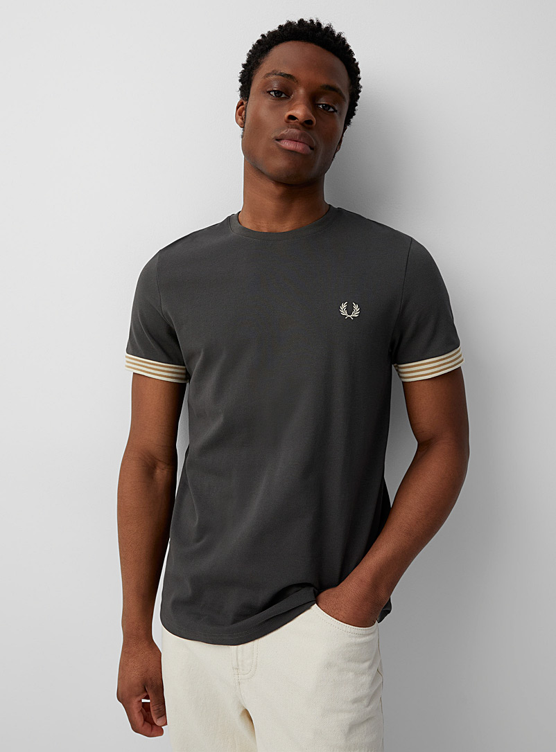 Fred Perry Gray Embroidered logo piqué T-shirt for men