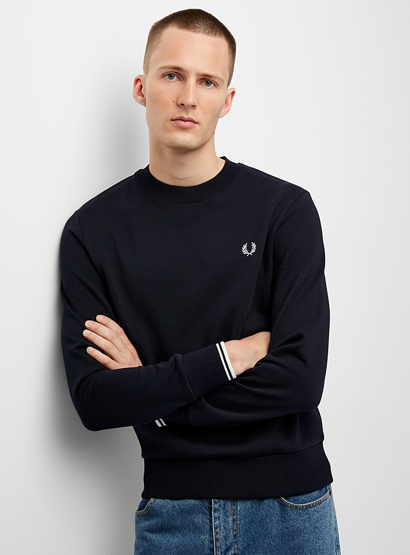 Fred Perry Navy/Midnight Blue Embroidered emblem sweatshirt for men
