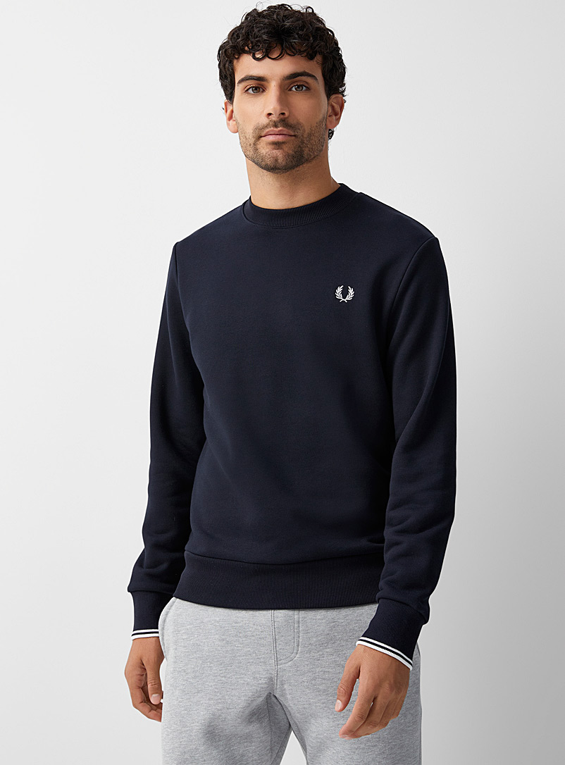 Fred Perry Marine Blue Embroidered emblem sweatshirt for men