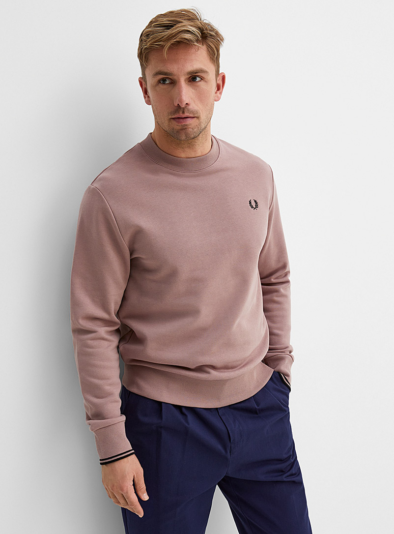 Fred Perry Dusky Pink Embroidered emblem sweatshirt for men