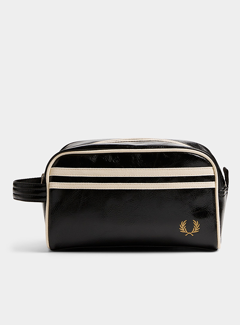 Fred Perry Black Faux-leather travel case for men