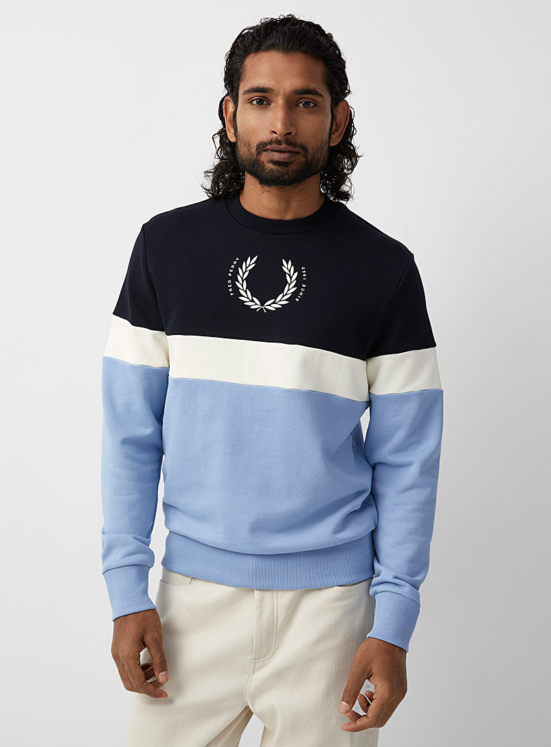 Fred Perry Marine Blue Emblem-block sweatshirt for men