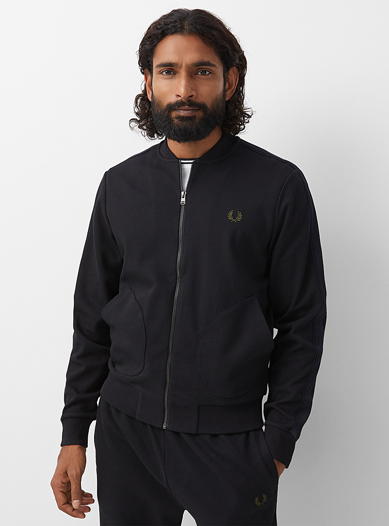 Fred Perry Black Athletic bomber cardigan for men