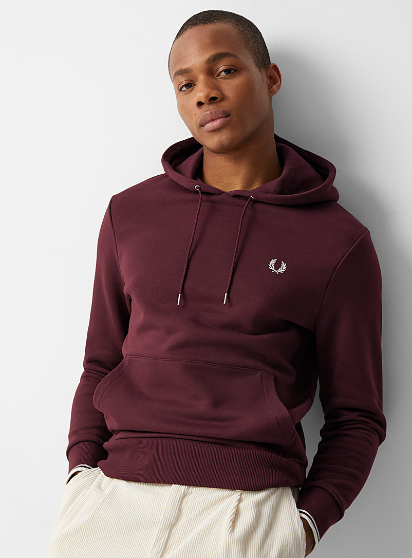 Fred Perry Ruby Red Embroidered laurel hoodie for men