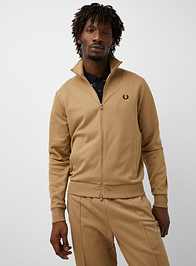 Fred Perry Fawn Stripe appliqué track jacket for men