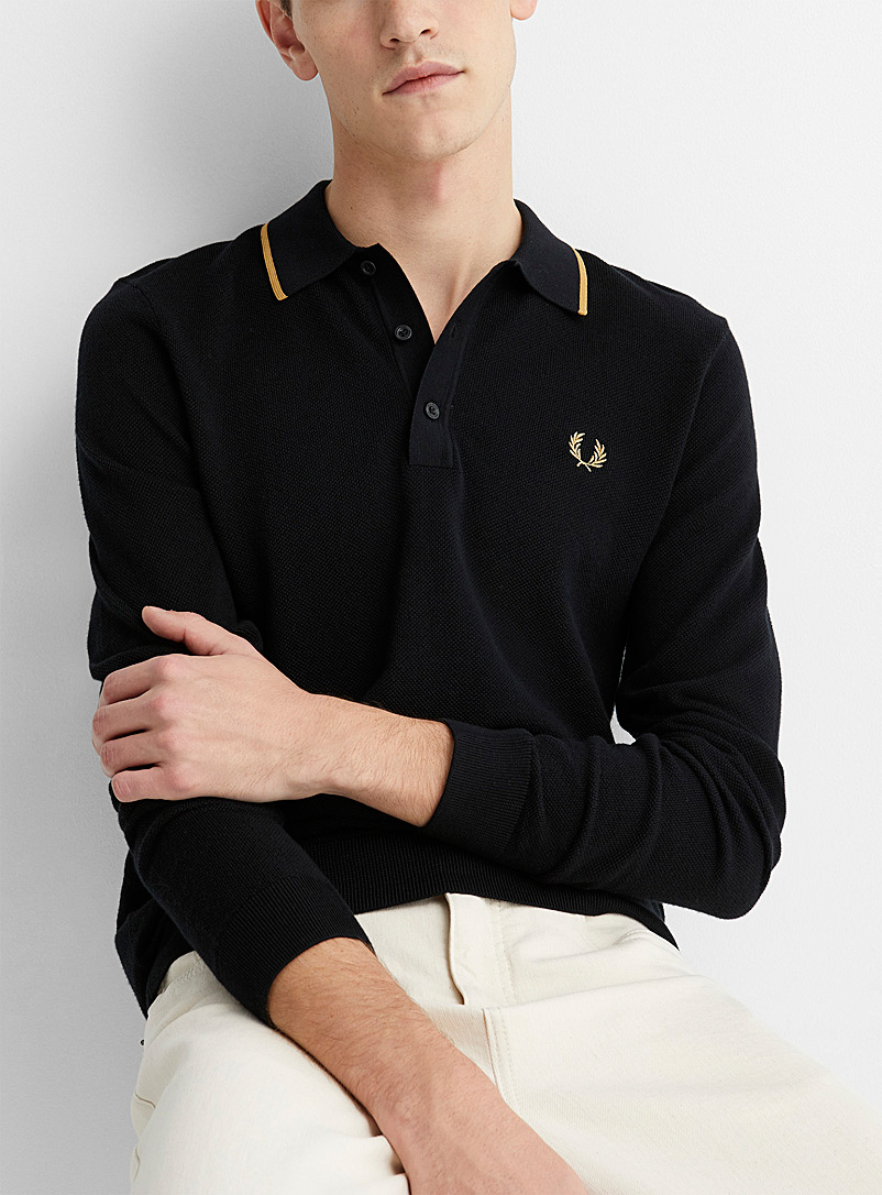fred perry black gold polo