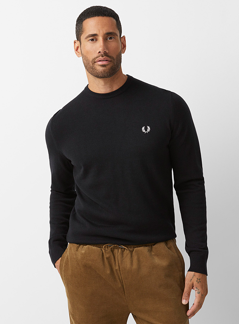 Fred Perry Black Laurel emblem sweater for men
