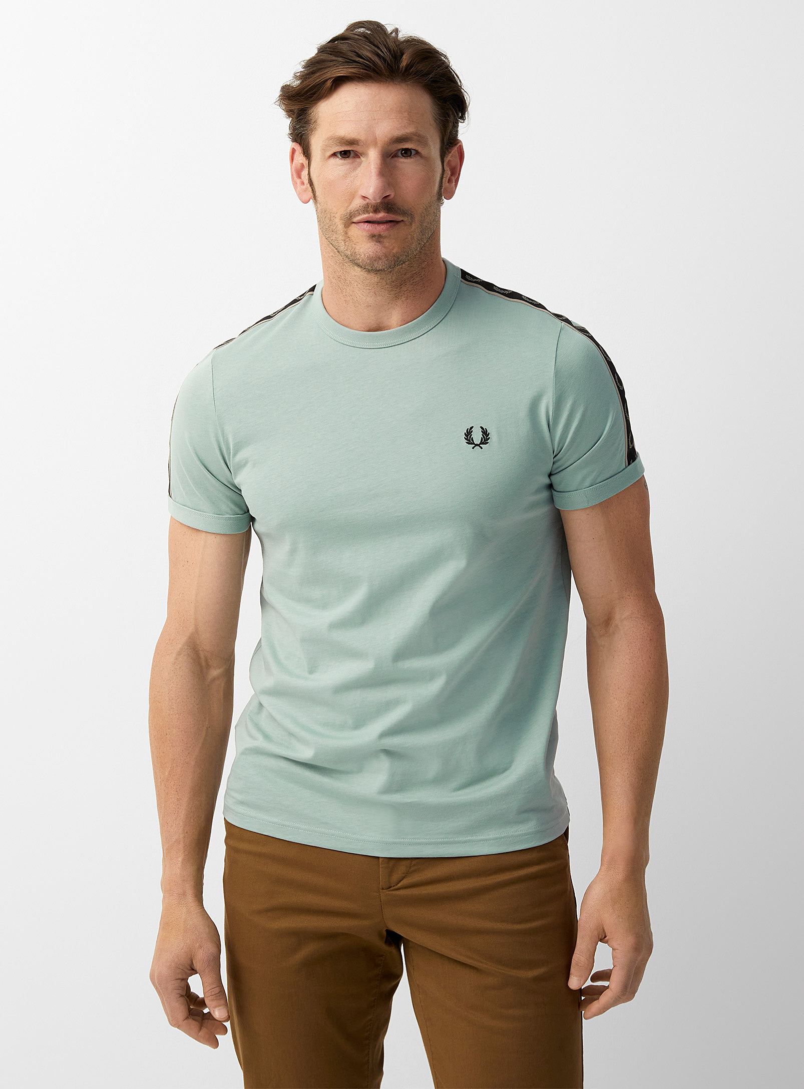 Fred Perry Logo Band T-shirt In Baby Blue
