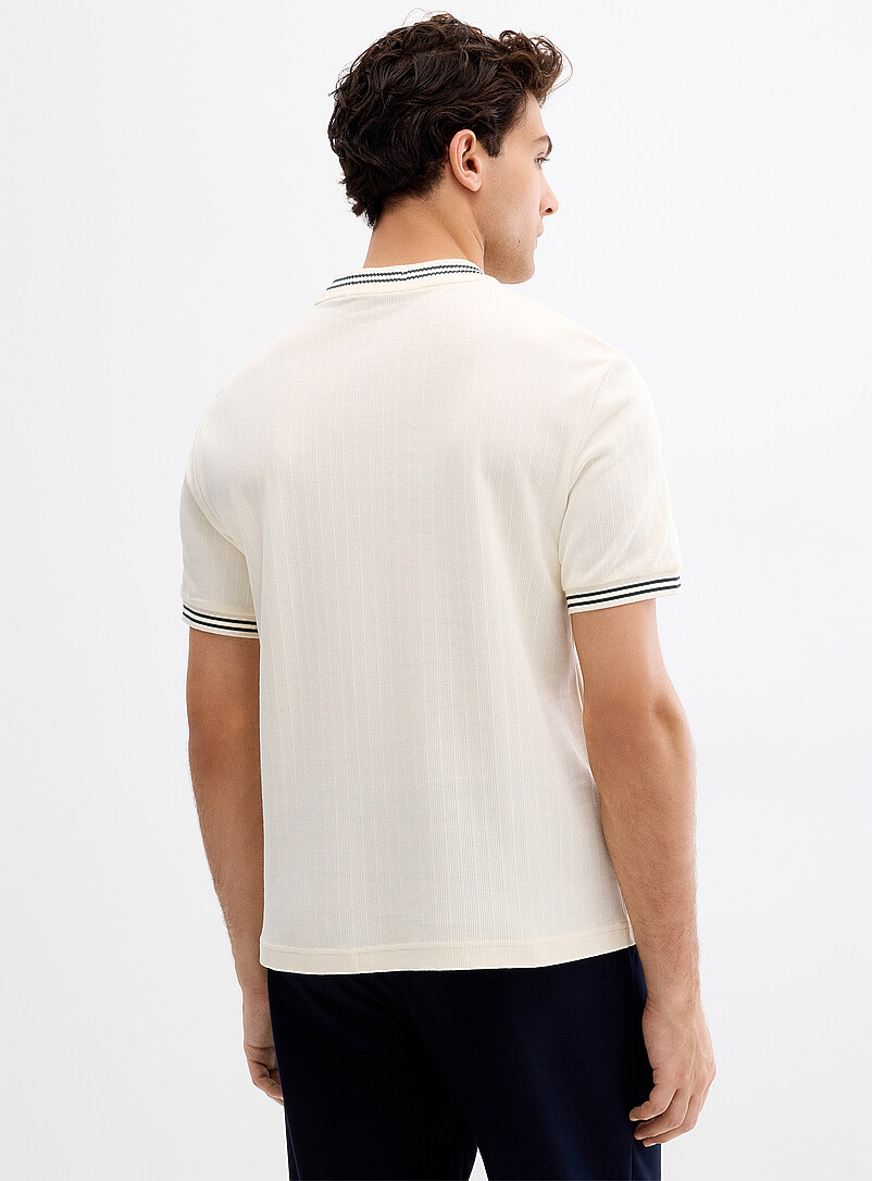 Stripe-accent textured T-shirt product image 3