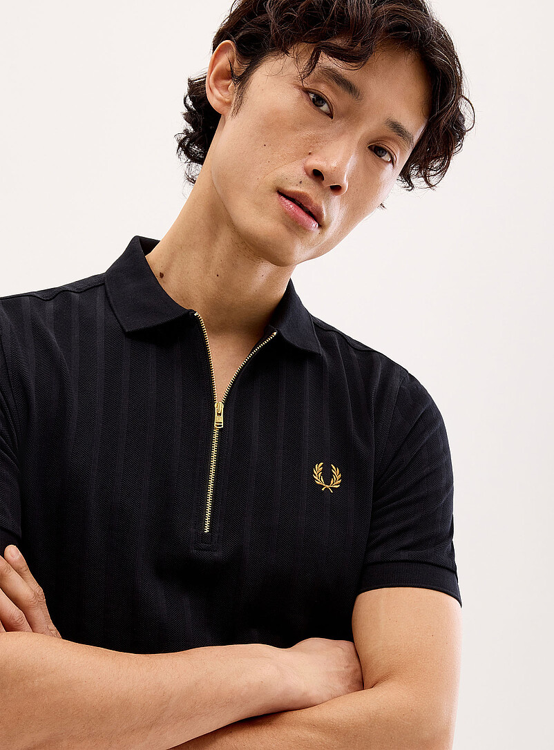 Piqué stripe zipped polo product image 2