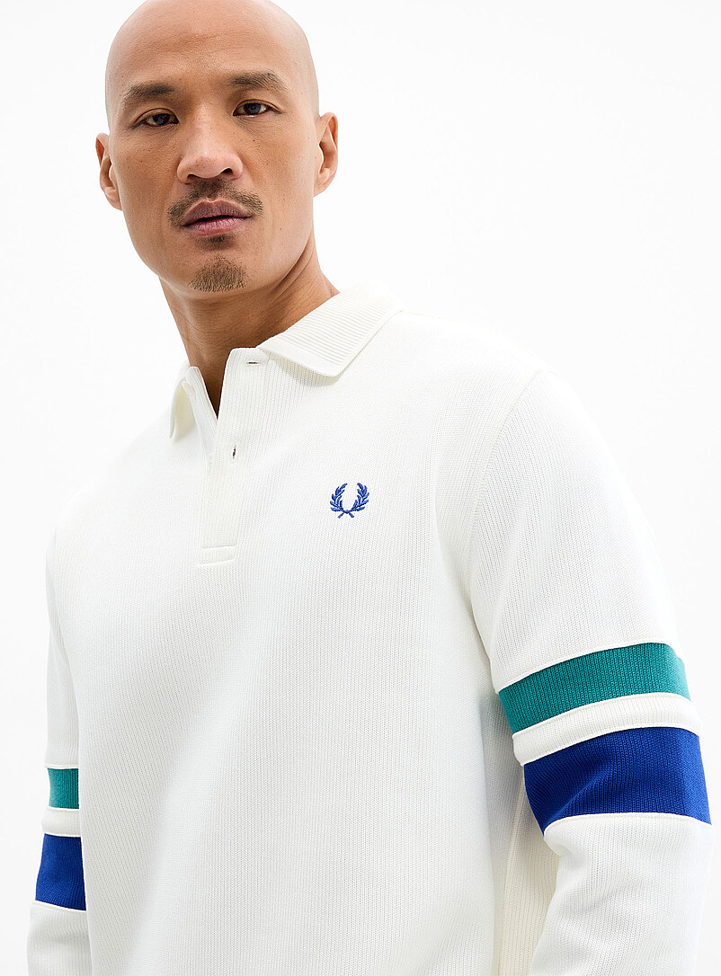Striped-sleeve ribbed polo product image 2