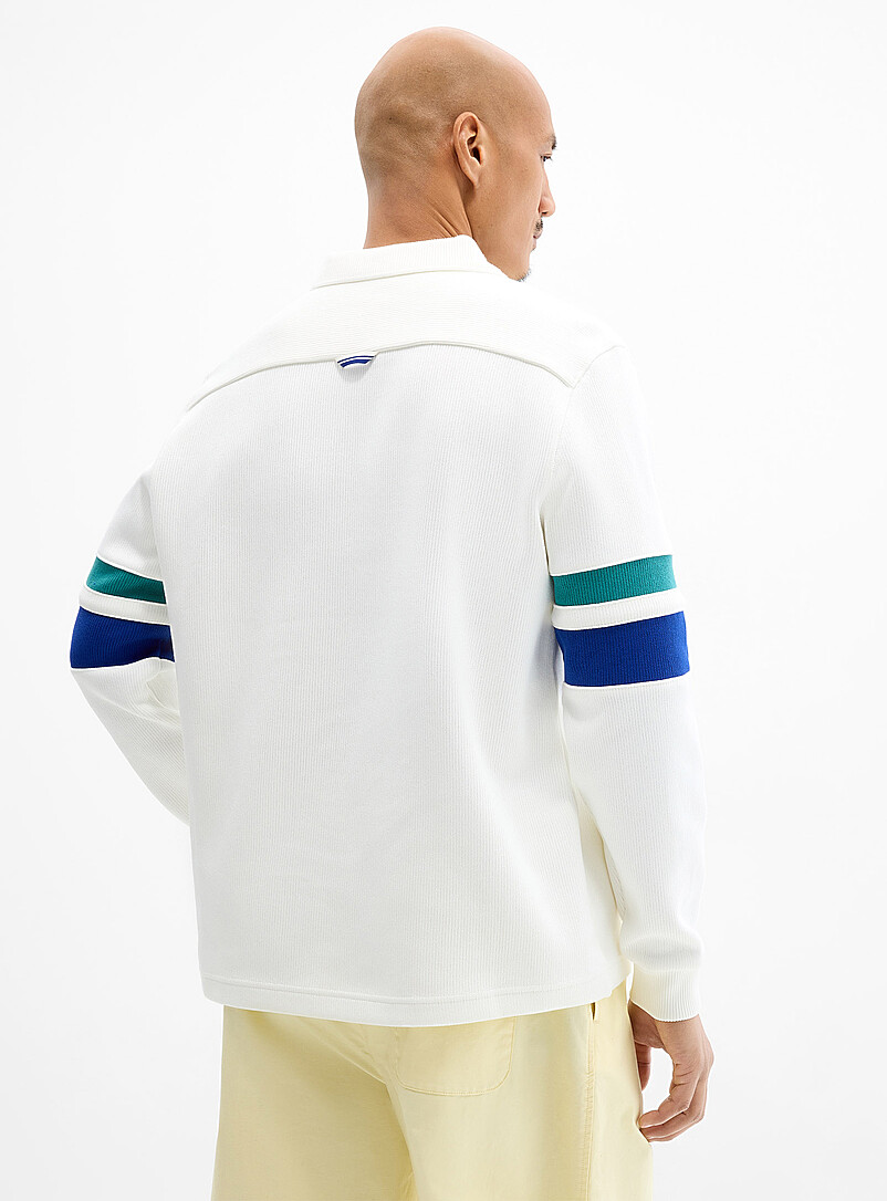 Striped-sleeve ribbed polo product image 3