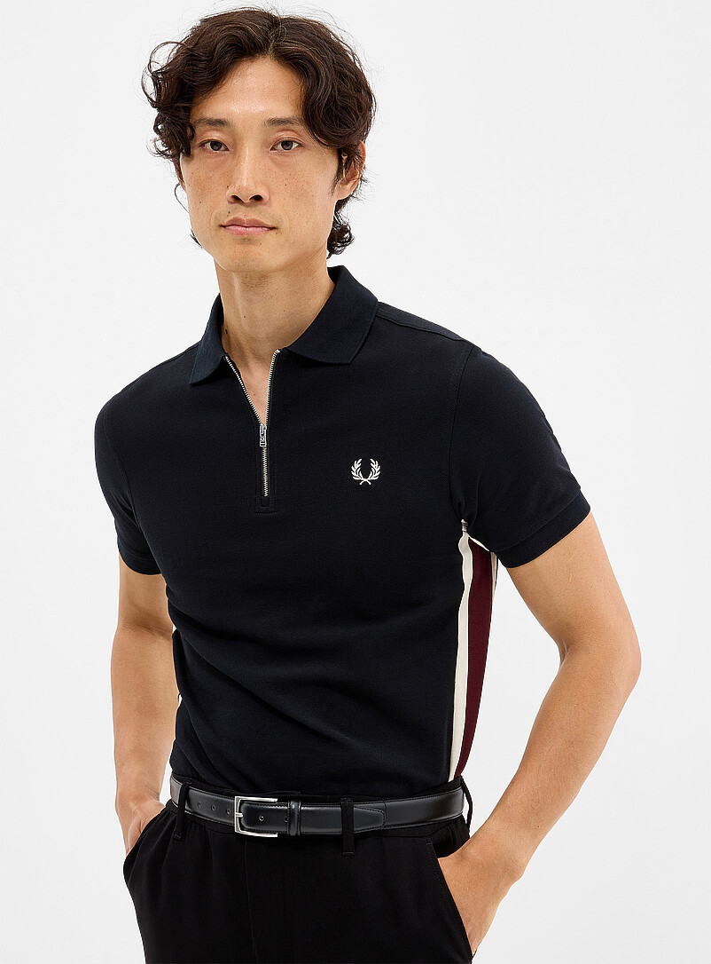 Accent band zipped polo product image (primary)