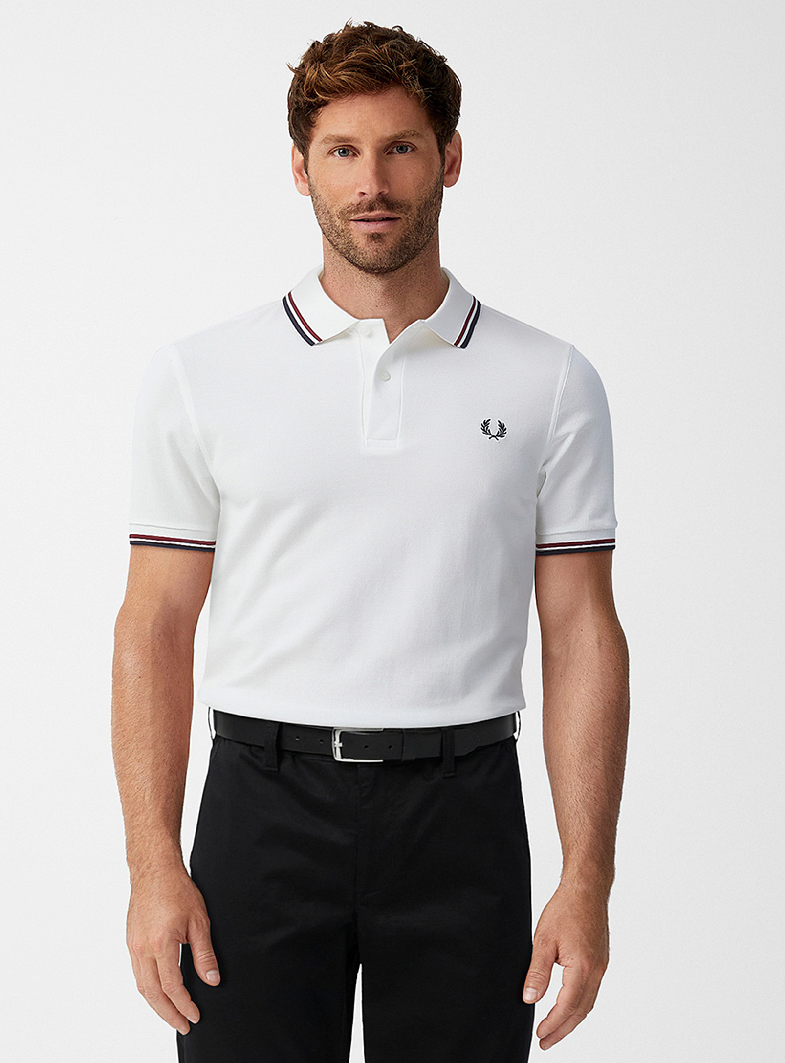 Fred Perry Perry Logo Polo In Patterned White
