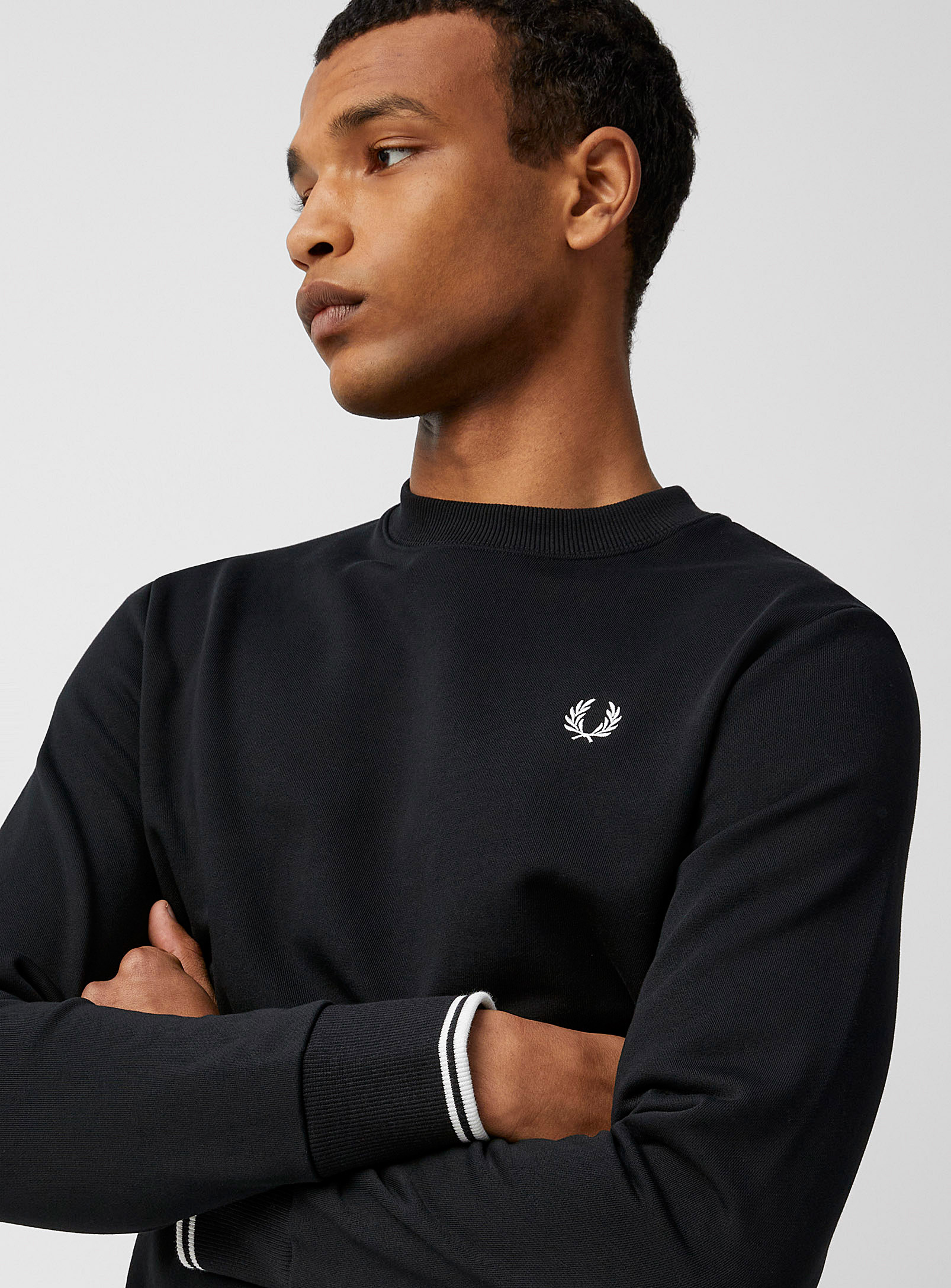 Shop Fred Perry Embroidered Emblem Sweatshirt In Black