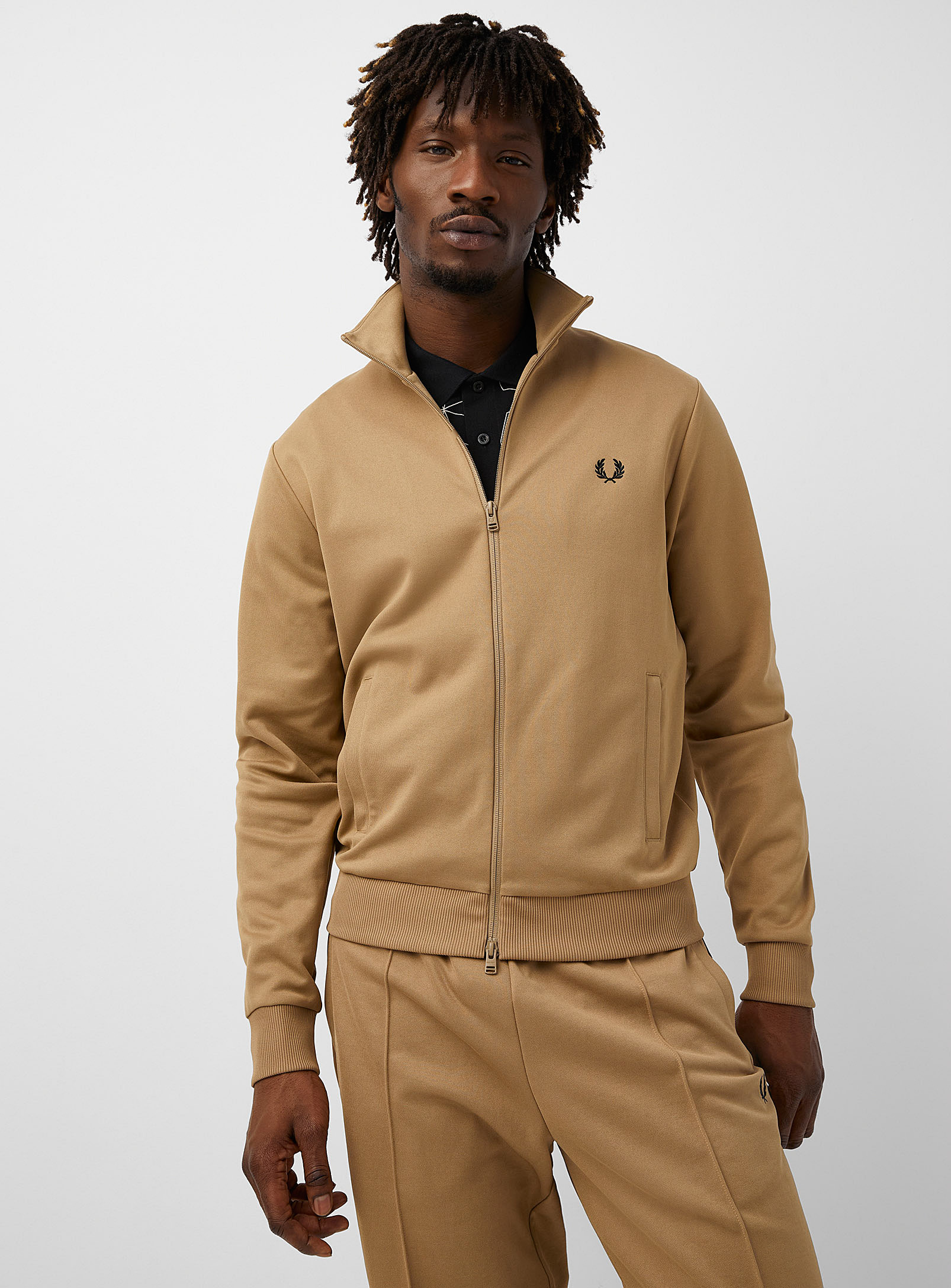 Fred Perry Stripe Appliqué Track Jacket In Fawn