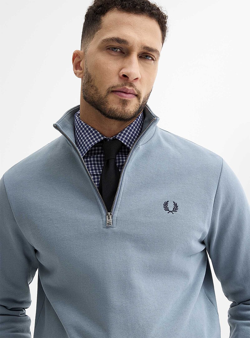 Laurel Wreath Zipped Mock-Neck Sweatshirt