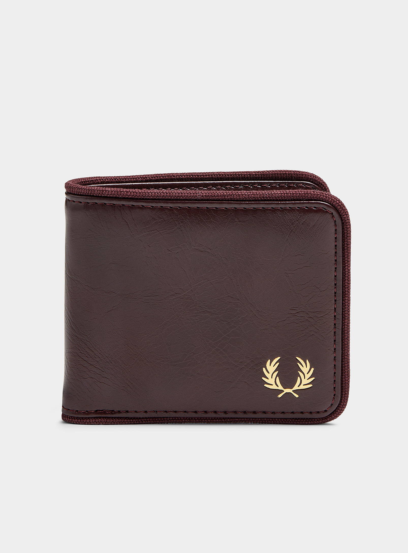 Fred Perry Leather Bifold Wallet In Brown In Dark Brown