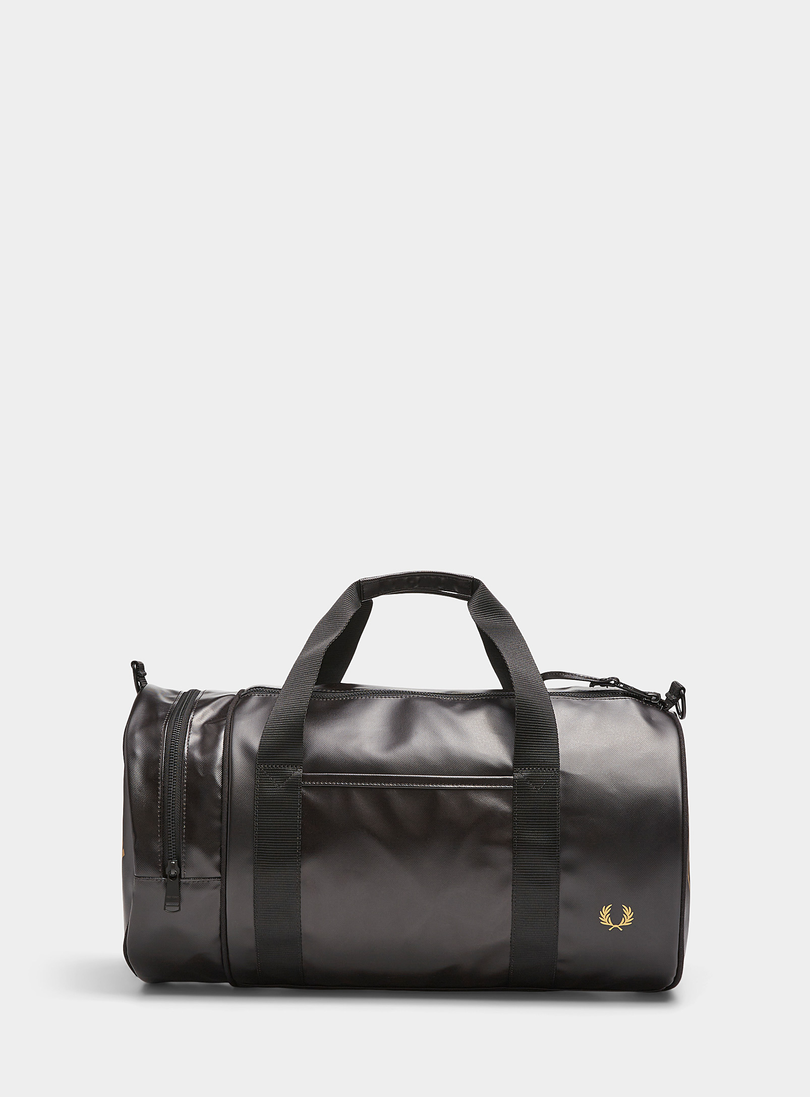 Fred Perry Solid Faux-leather Duffle Bag In Black