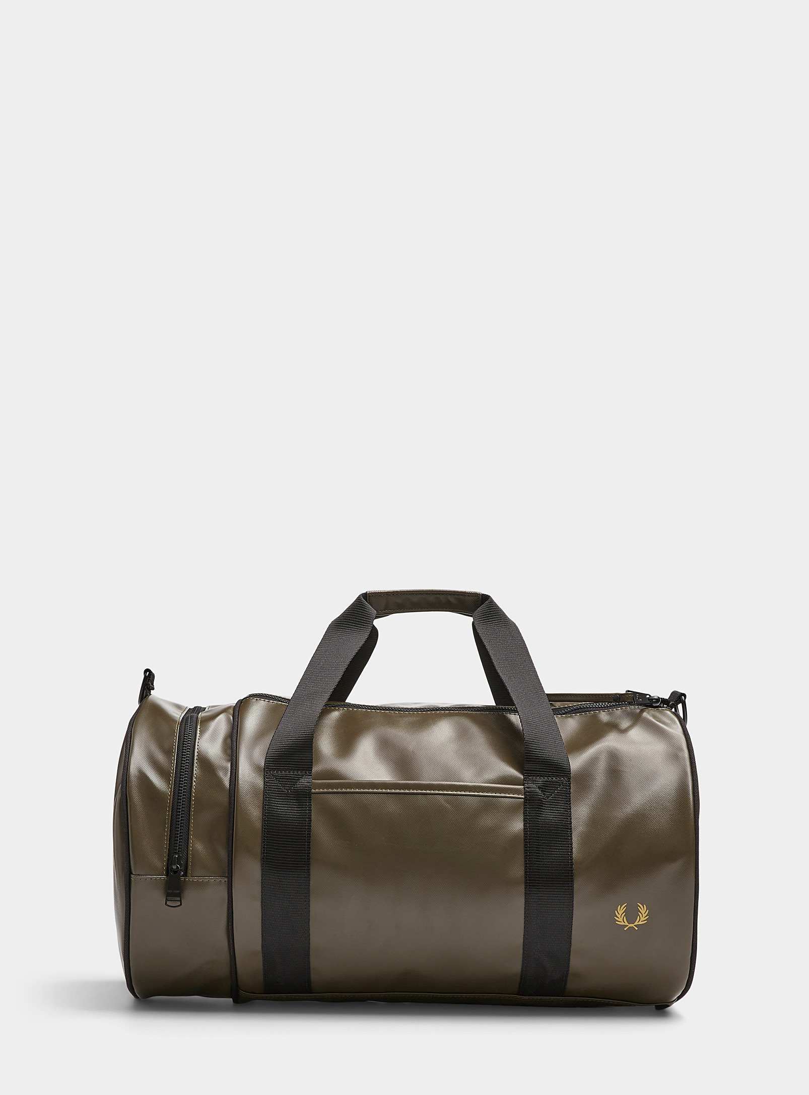 Fred Perry Solid Faux-leather Duffle Bag In Green