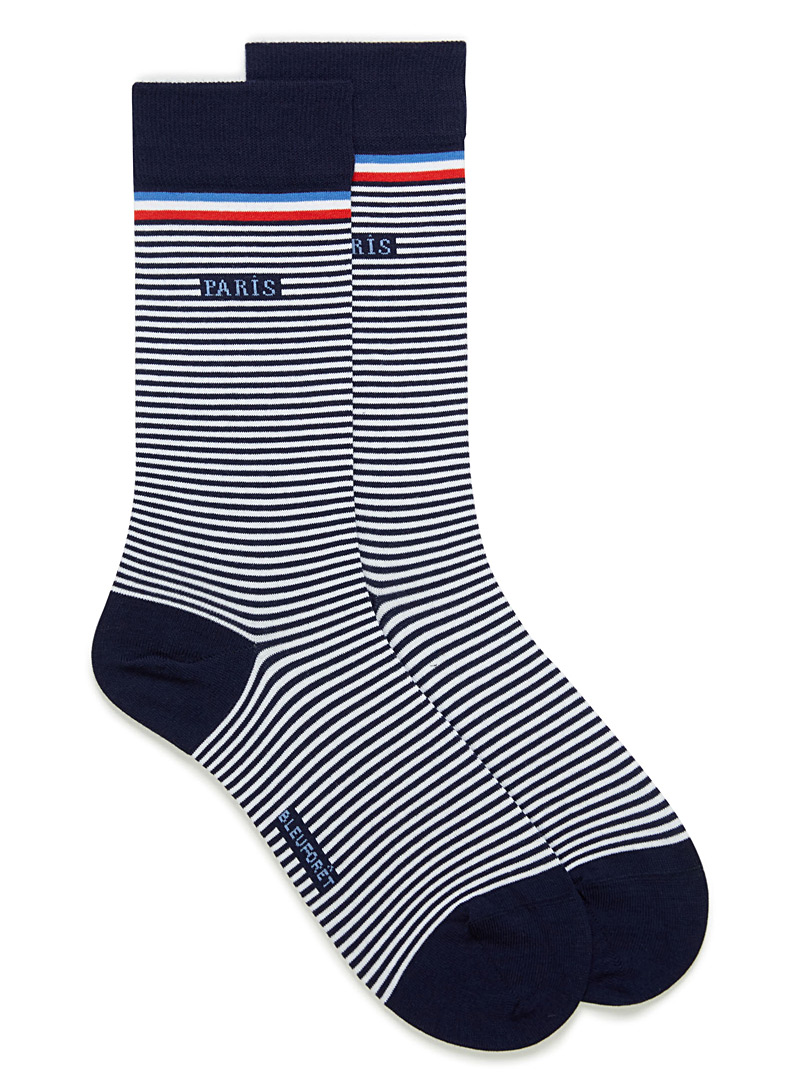 Bleuforêt Patterned Blue Sailor stripe Paris socks for men