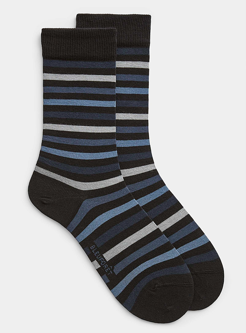 Bleuforêt Black Colour stripe socks for men