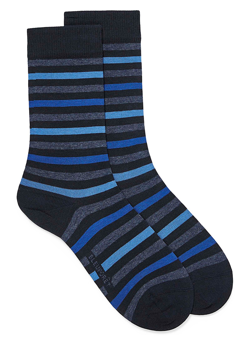 Bleuforêt Marine Blue Colour stripe socks for men