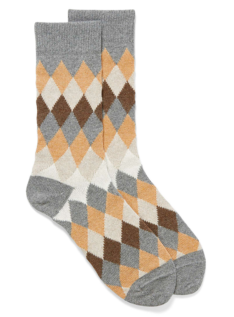 Bleuforêt Patterned Grey Colourful diamond socks for men