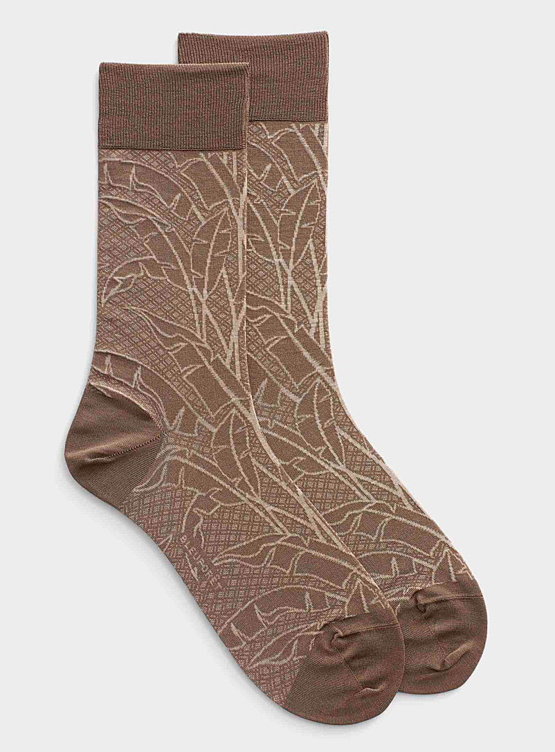 Bleuforêt Patterned Brown Natural foliage socks for men