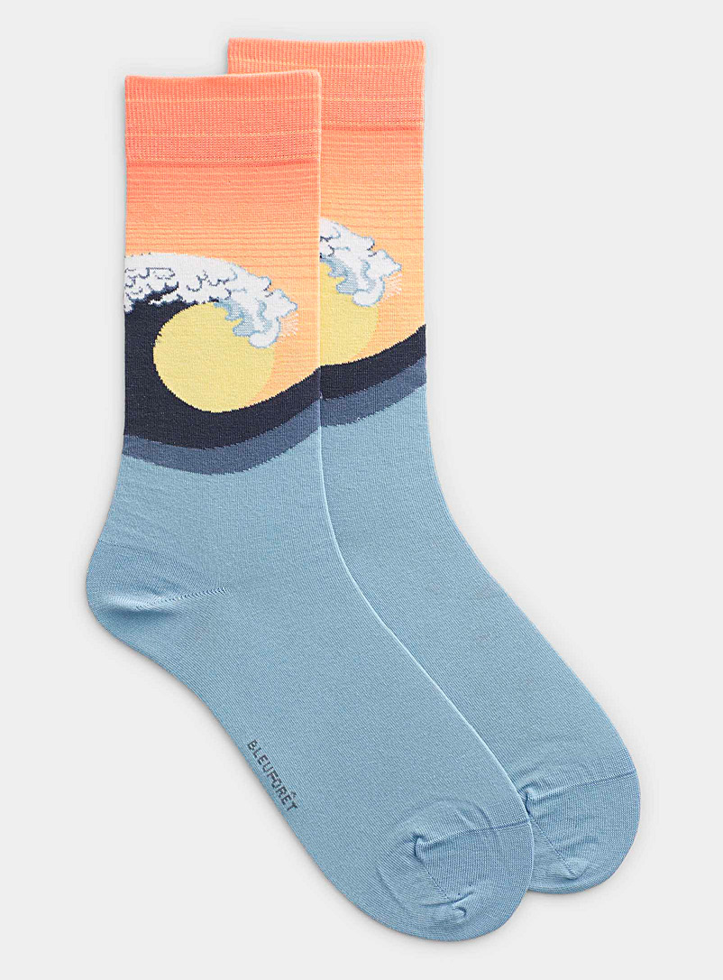Bleuforêt Baby Blue Wave and sun socks for men