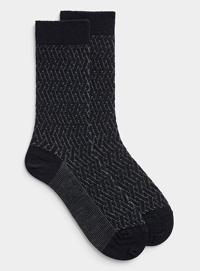 Bleuforêt Marine Blue Flecked wool sock for men