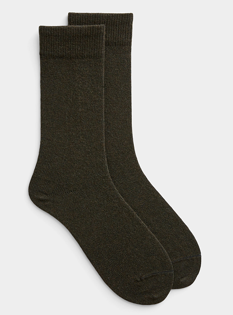 Bleuforêt Khaki Solid cashmere-blend sock for men