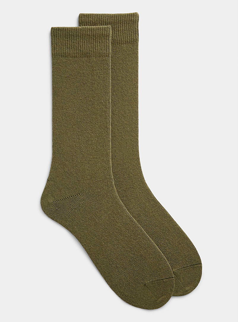 Bleuforêt Khaki Solid wool-blend sock for men