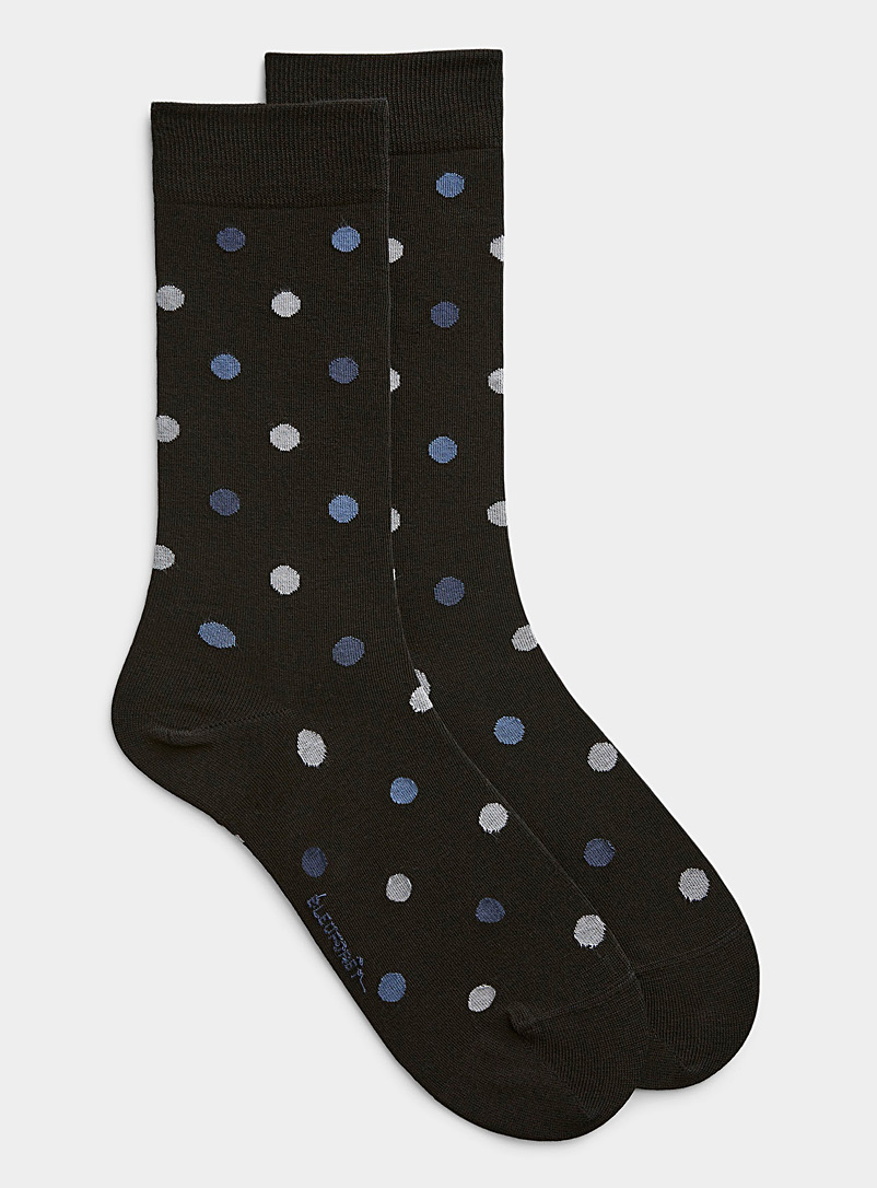 Bleuforêt Patterned Black Cool tone dot sock for men