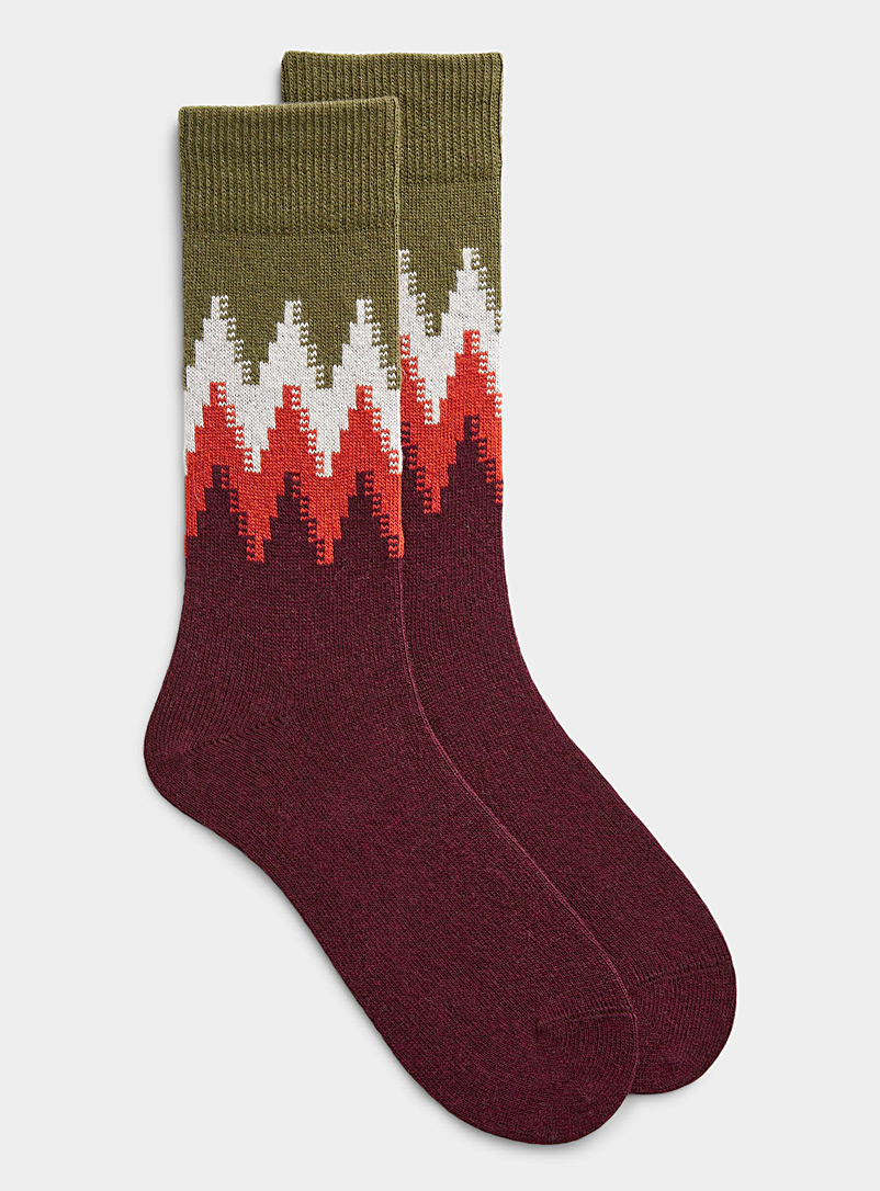 Bleuforêt Patterned Red Wide-knit herringbone sock for men