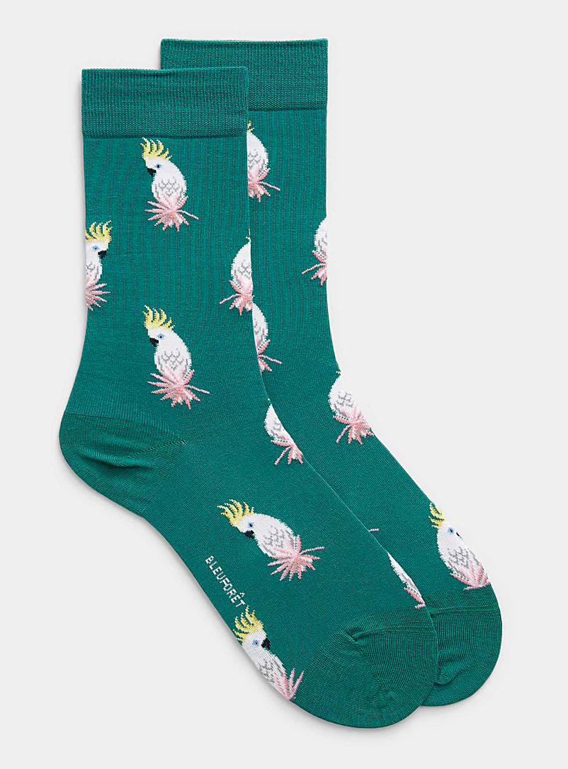 Bleuforêt Patterned Green Cockatoo sock for men