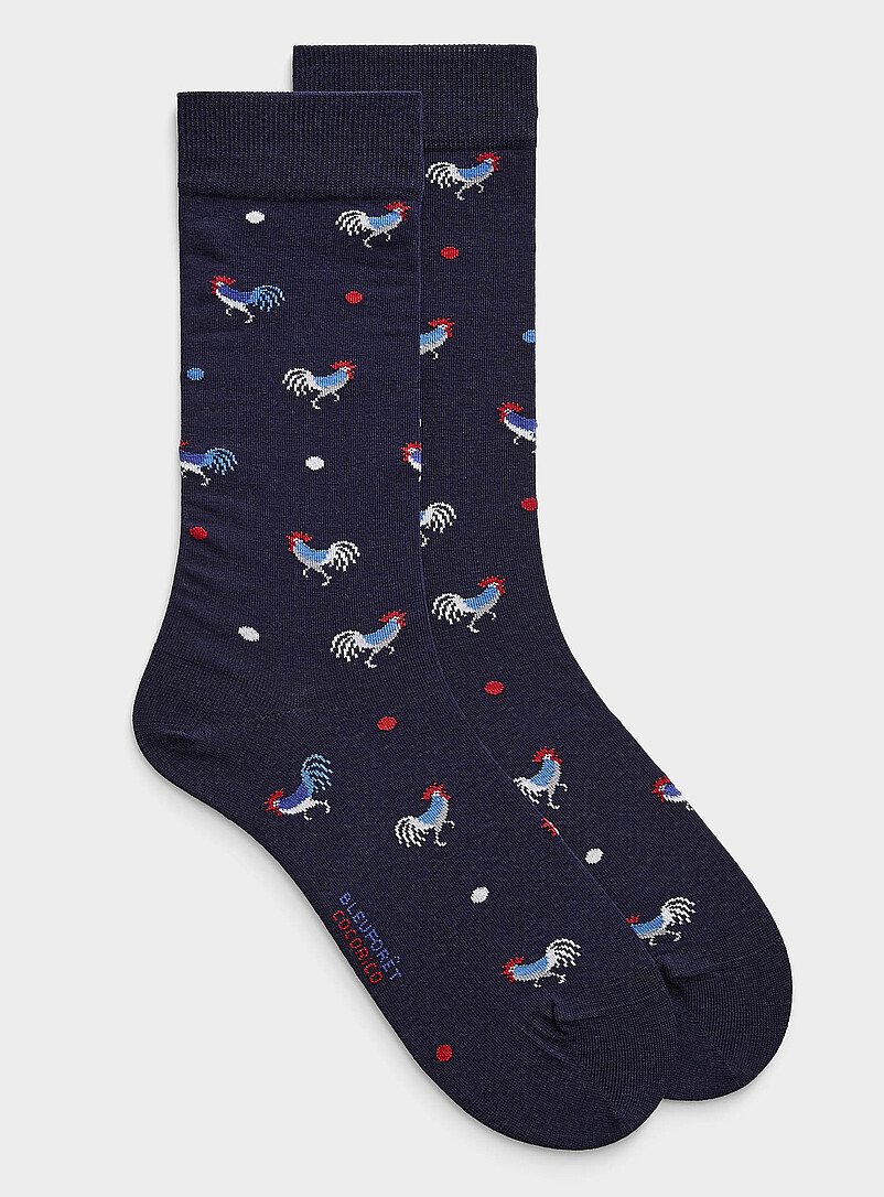 Dot and rooster dress socks product image (primary)