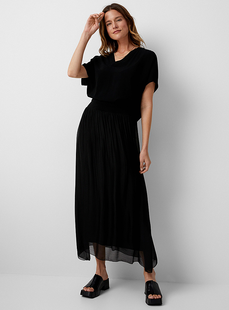 Contemporaine: Le jupe vaporeuse taille jersey Noir pour femme