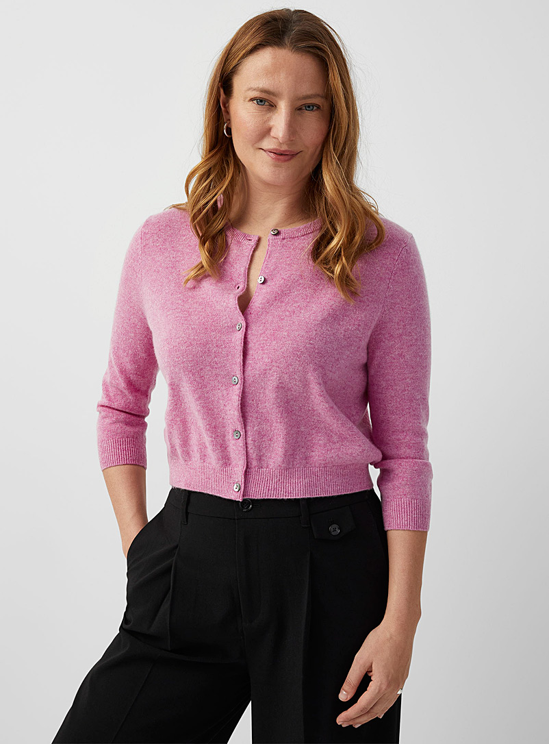 REPEAT cashmere Pink Pure cashmere cropped cardigan for women