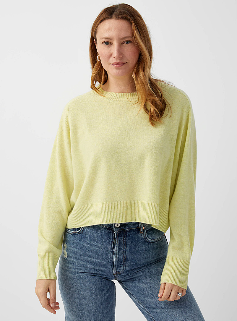 REPEAT cashmere Bottle Green Pure cashmere crop sweater for women