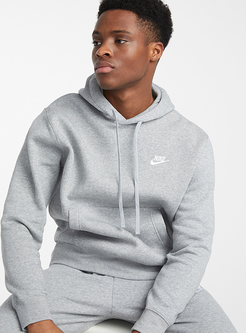 Nike Grey Embroidered Swoosh hoodie for men