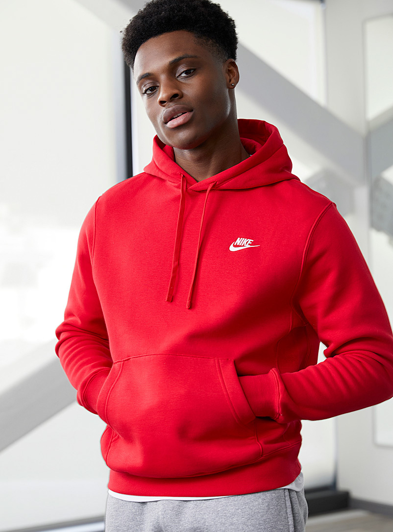 Nike Red Embroidered Swoosh hoodie for men