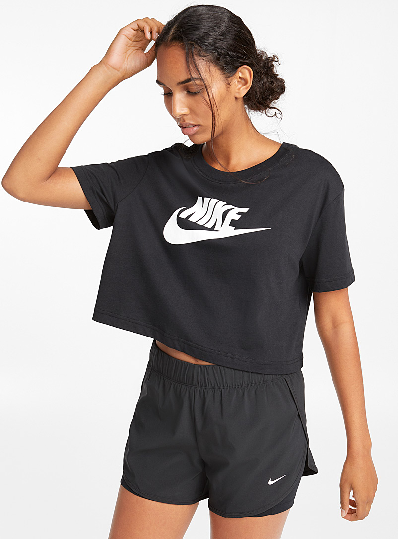 Nike Black Contrast logo cropped tee for women
